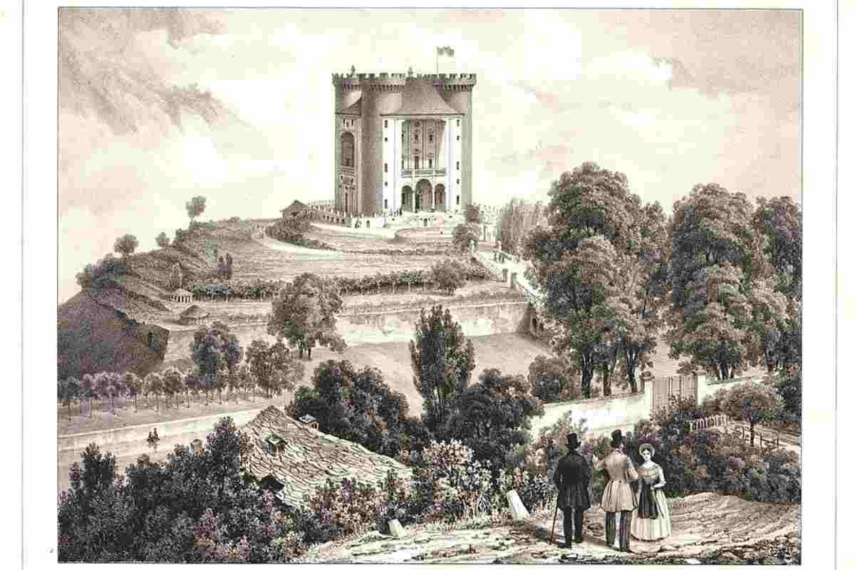 litografia del castello di aymavilles