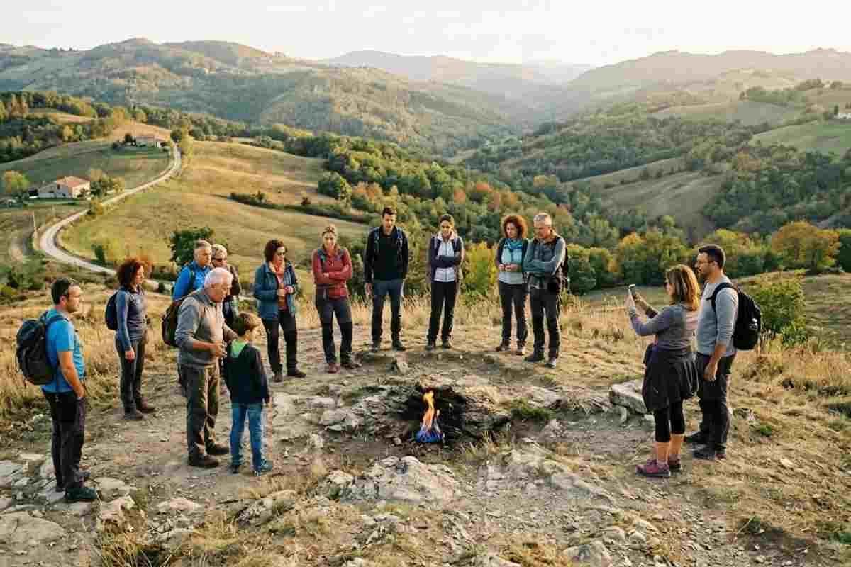 persone in visita al monte busca