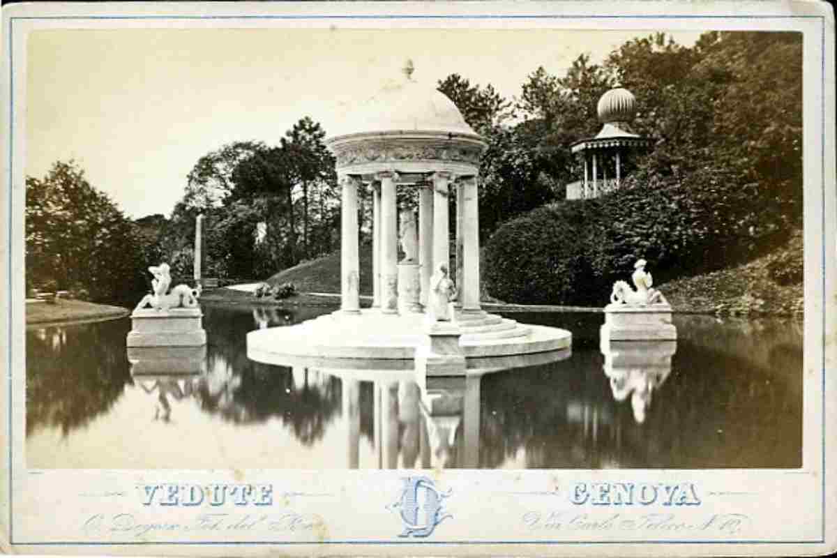 una vecchia immagine del parco di villa durazzo pallavicini