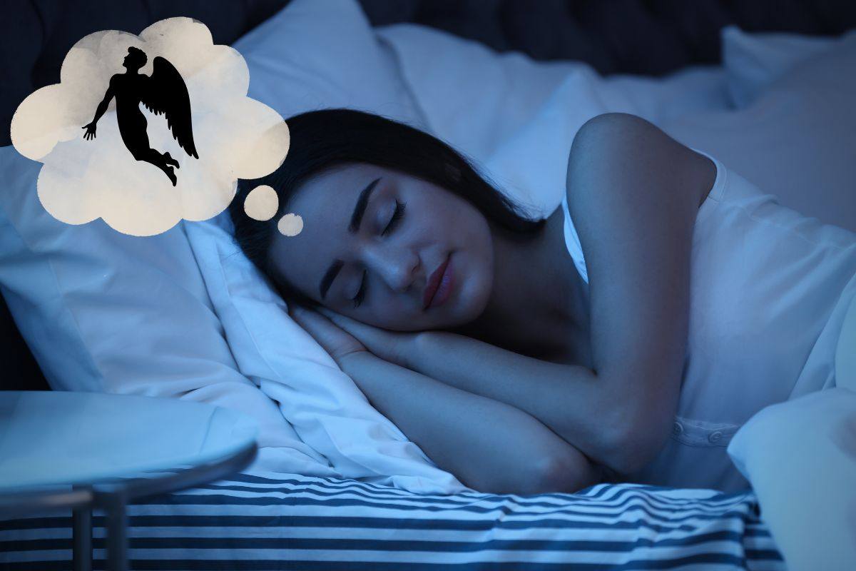 persona che dorme e sogna un angelo
