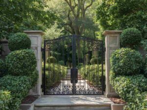 entrata di un cancello in ferro di un giardino