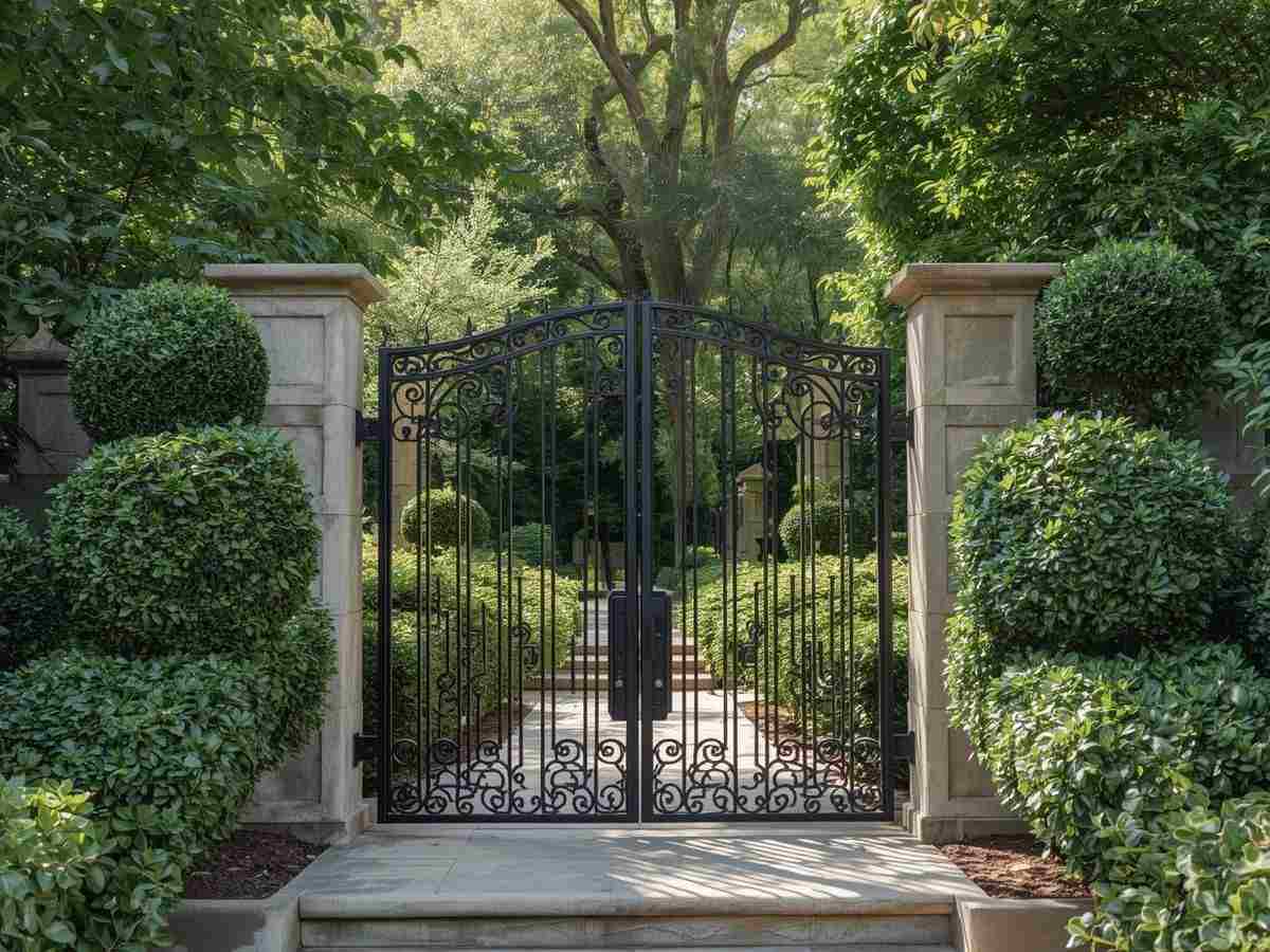 entrata di un cancello in ferro di un giardino